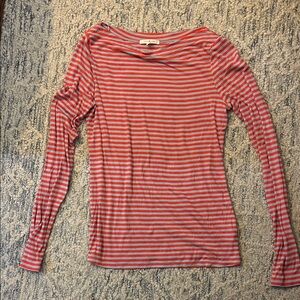 Pure + Good Women's Striped Boat Neck Sweater - Red and Light Blue